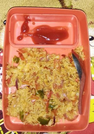 A picture of Veg fried rice (lunch box time).