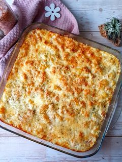 Une photo de Gratin de poireaux, pommes de terre et blanc de poulet