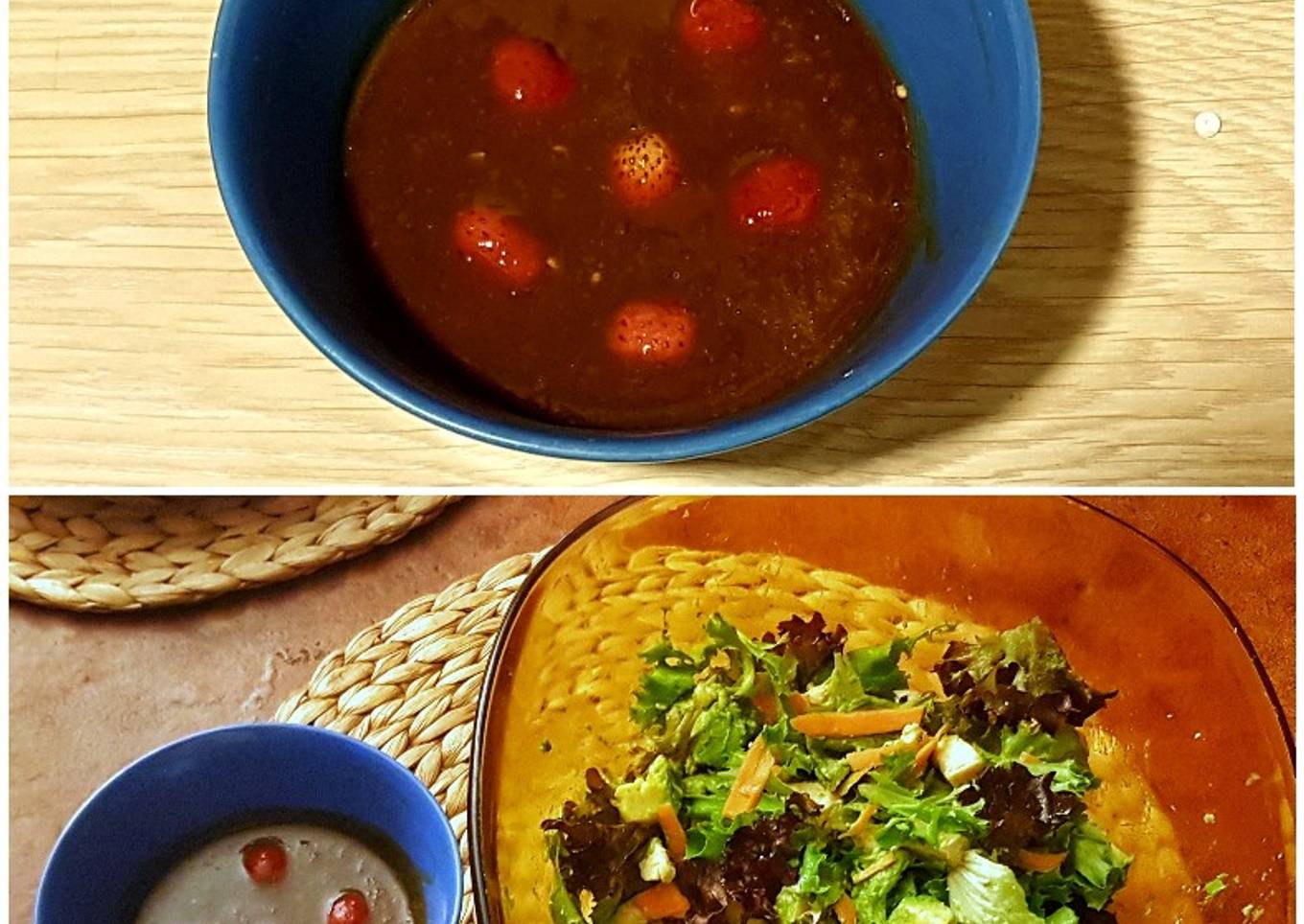 Ensalada de Pollo, Aguacate y Kiwi con vinagreta de Fresas