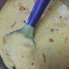 A picture of Roasted besan kadhi.