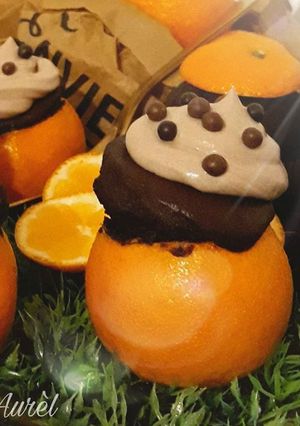 Une photo de ☆Muffins Intensément Choco Mandarines☆ où Quand le fruit sert de Cup🍊