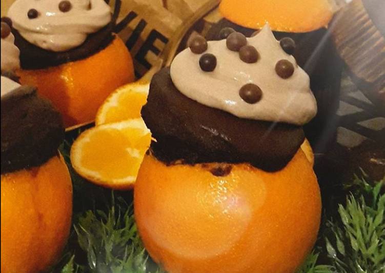 Recette Délicieuse ☆Muffins Intensément Choco Mandarines☆ où Quand le
fruit sert de Cup🍊