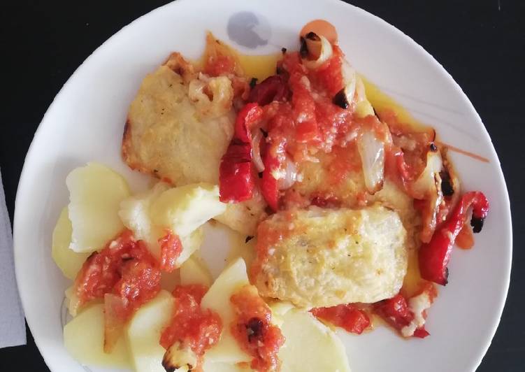 Bacalao gratinado en cama