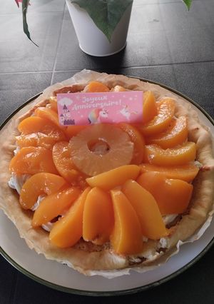 Une photo de Tarte aux pêches et à la crème d'amande 🍑🎂
