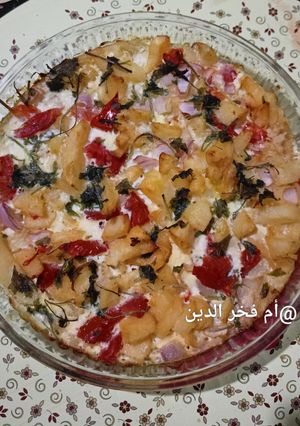 صورة لوصفة غراتان صيفي بحبة بيض فقط👌😋
