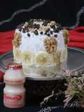 Banana bread cake with yakult