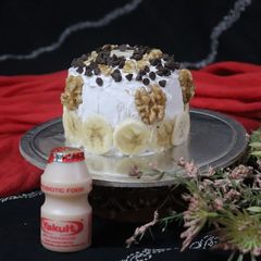 Banana bread cake with yakult A picture of Banana bread cake with yakult.