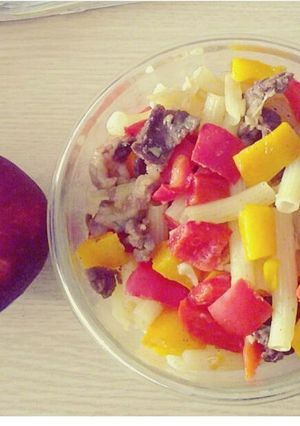 Hình của món Nui xào ớt chuông.