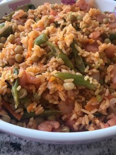 Una foto de Arroz con langostinos