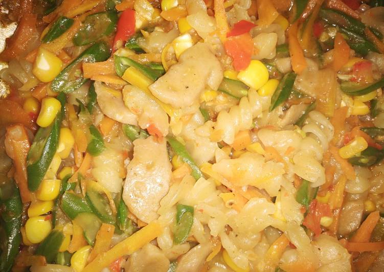 Cara mudah Membuat Tumis buncis,wortel dan jagung dengan makaroni yang Enak