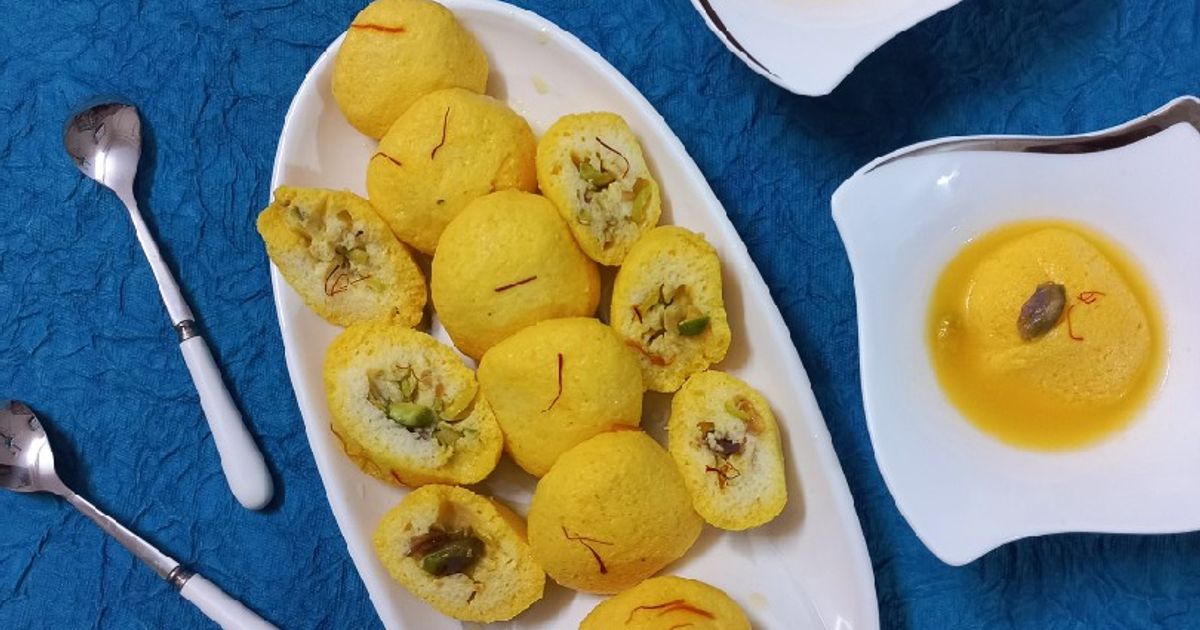 Chhatbarshweta દ્વારા રેસીપી કેસર રાજભોગ રસગુલ્લા (Kesar Rajbhog ...