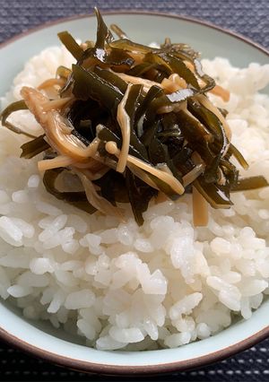 A picture of Simmered Kombu (Kelp) & Enoki.