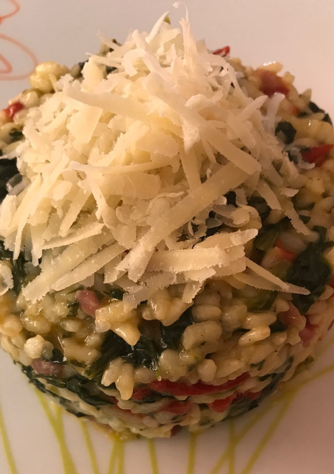 Una foto de Risotto de espinacas rápido