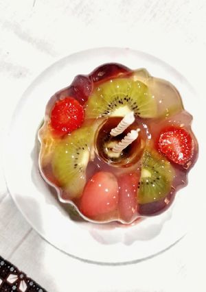 Foto resep Pudding Buah Ide Pengganti Kue Tart 🍇🍓🥝