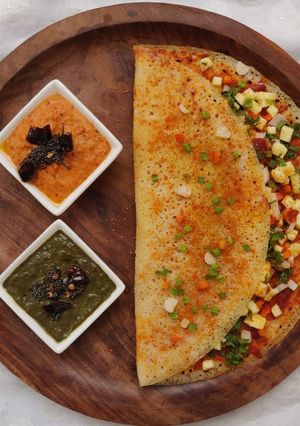 A picture of Paneer Schezwan Dosa.