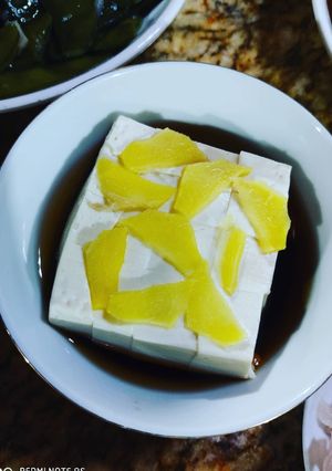 Hình của món Đậu hủ non hấp gừng.