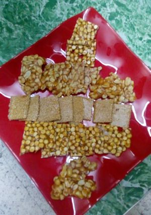 A picture of Three types chikki.