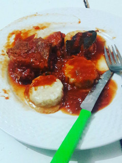Una foto de Sorrentinos de pollo y de espinaca