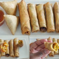 A picture of Chicken springrolls.