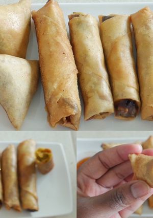 A picture of Chicken springrolls.