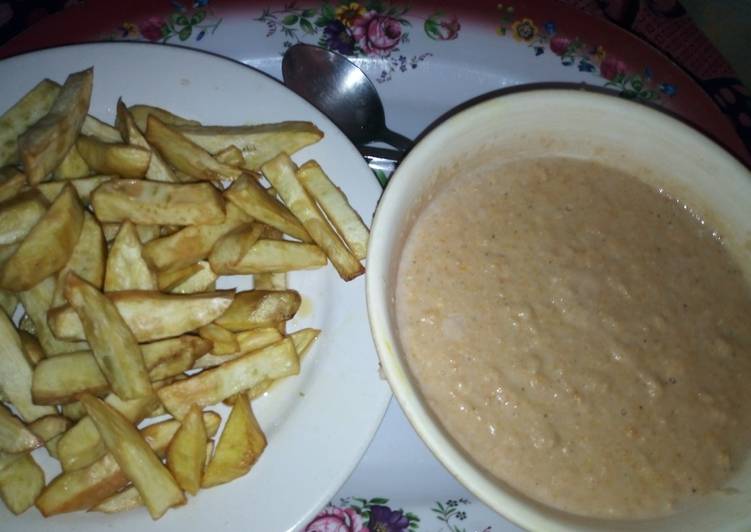 Easiest Way to Prepare Speedy Golden Morn with Fried Sweet Potatoes