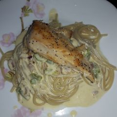 A picture of Pan seared chicken "Alfredo".