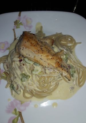 A picture of Pan seared chicken "Alfredo".
