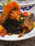 🦞Spaghettis à l’encre 🦑de seiche gambas 🦐