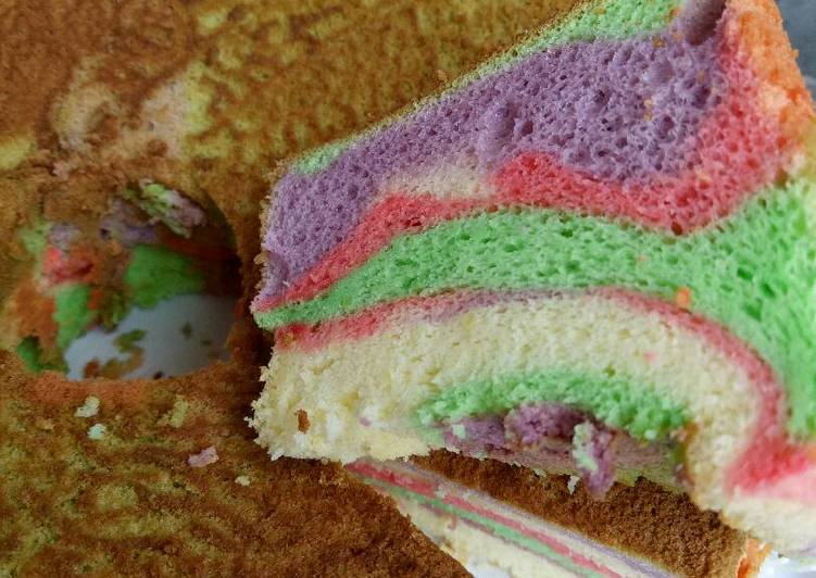 Cara Gampang Membuat Chiffon cake warna warni yang Enak Banget