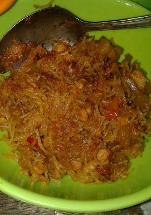 Foto resep Bihun kentang orak arik tempe goreng pedas