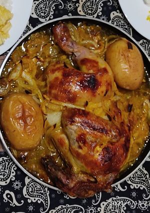 عکسی از دستور مرغ مزه دارشده داخل فر😋