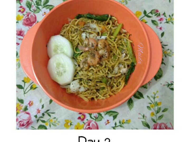 Resep Mi kuning toping udang yang Lezat
