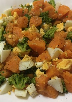 Foto principal de Batata, huevo y brócoli hervidos