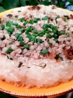 Hình của món Thịt băm rang hành lá.