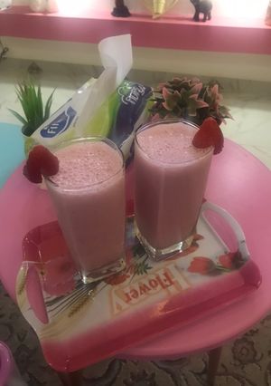 صورة لوصفة مشروب فراوله باللبن 🍓🍓