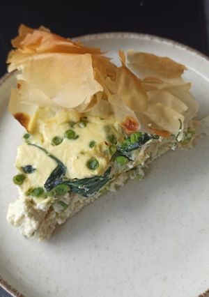 Une photo de Tarte filo épinards, petits pois, ricotta
