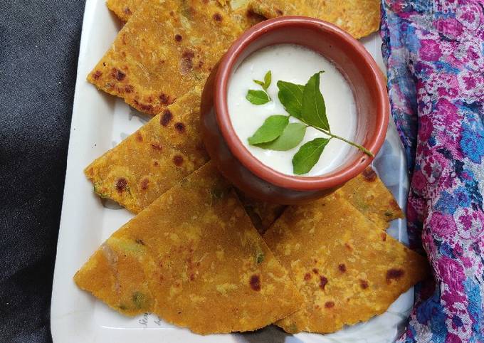 Simple raw green papaya paratha