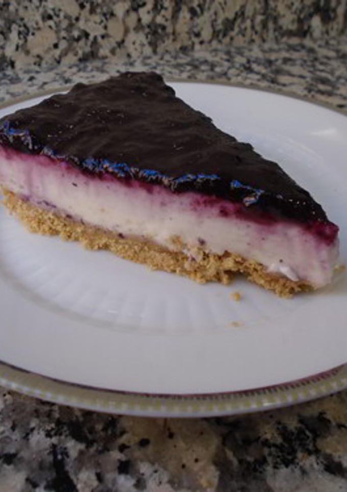 Una foto de Tarta de queso con arándanos