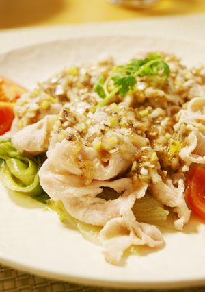A picture of Stay Cool in Summer: Chilled Pork and Lettuce with Ume Plum Sauce.