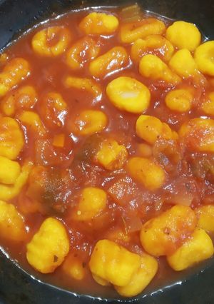 Una foto de Ñoquis "Cookpad" sin gluten y veganos, con sobras de arroz! 🍚🙄