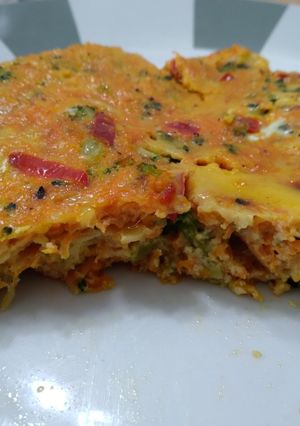 Una foto de Budín de zanahoria, brócoli y pimiento