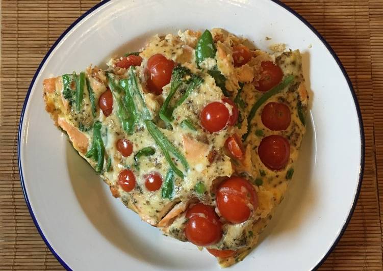 Easiest Way to Make Ultimate 15 minute, one pan, salmon frittata