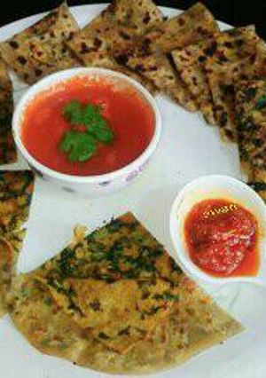 A picture of Stuffed spinach paratha.