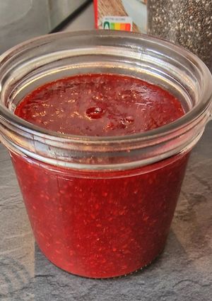 Une photo de Confiture framboise healthy
