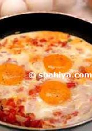 A picture of Shakshuka with Eggs.