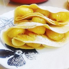A picture of Caramelized banana stuffed crepes #vegancontest.