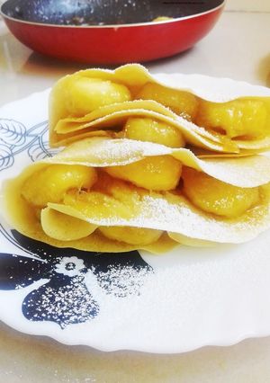 A picture of Caramelized banana stuffed crepes #vegancontest.