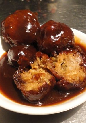A picture of Hickory BBQ meatballs.