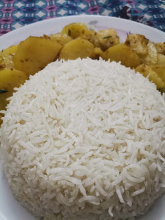 A picture of Fried Aloo with rice.