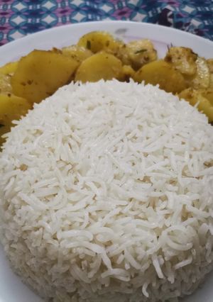A picture of Fried Aloo with rice.